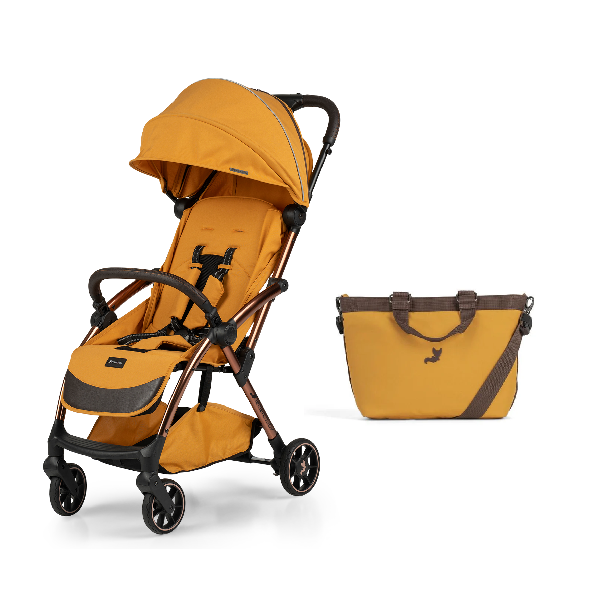 Leclerc baby Influencer Air Stroller - Golden Mustard with Golden Mustard Diaper Bag